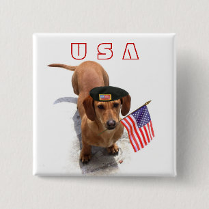 Botón patriótico del dachshund de los E.E.U.U.