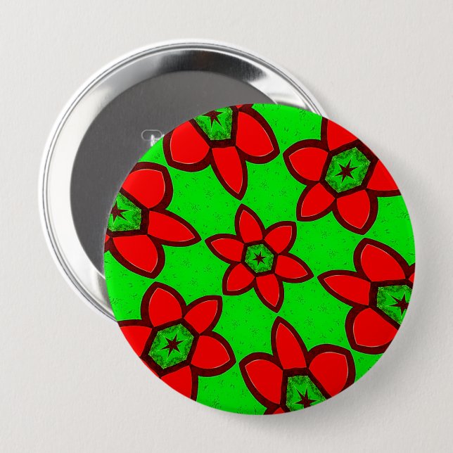 botón Patrón de flores abstractas (Anverso y reverso)