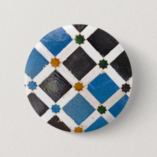 botón Patrón geométrico azul y Naranja