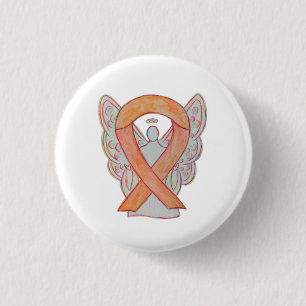botón Peach Awareness Ribbon Angel Personalizado A
