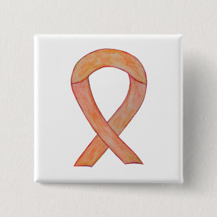 botón Peach Awareness Ribbon Personalizado Art Pin