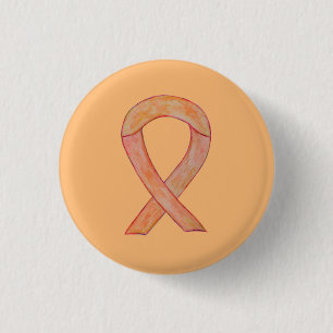 botón Peach Awareness Ribbon Personalizado Art Pin
