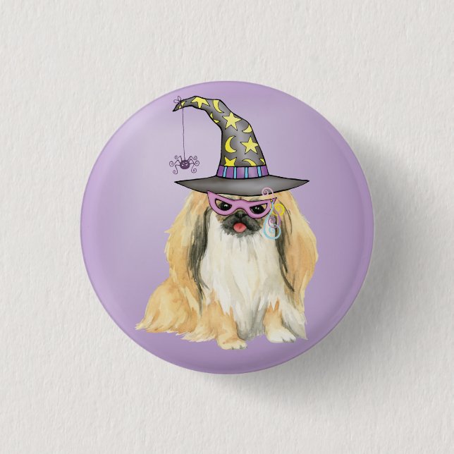 Botón Pekingese Pinback de Brujas (Anverso)