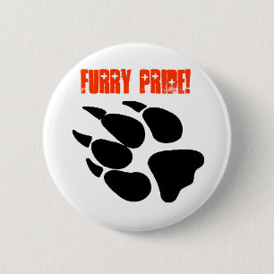 Botón peludo de Pawprint del orgullo