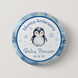 Botón Penguin Baby Shower - Tema de invierno