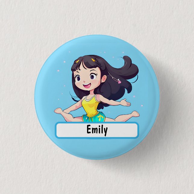 botón pequeño de gimnasta con nombre Personalizado (Anverso)