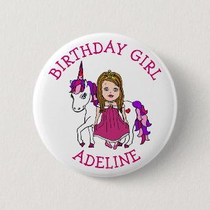 Botón Personalizable Cumpleañera Princesa Unicorni