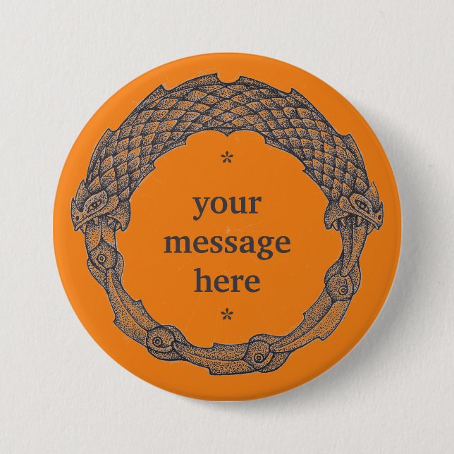 Botón personalizable OUROBOROS negro/cúrmico (Anverso)