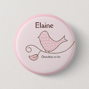 botón personalizado BLOSSOM Trendy Bird NAME TAG