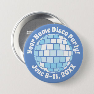 Botón PERSONALIZADO Bola de Discoteca Azul Retro