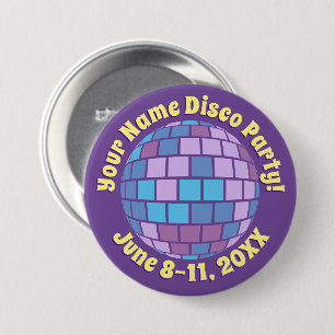Botón Personalizado Bola de Discoteca Morada Retro