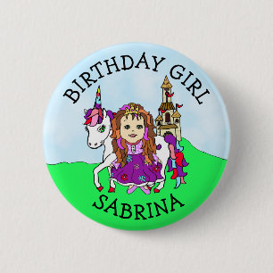Botón Personalizado Cumpleañera Princesa Unicornio