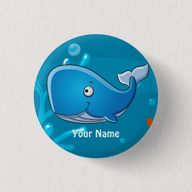 botón Personalizado de ballena dulce acuática oceá (Anverso)