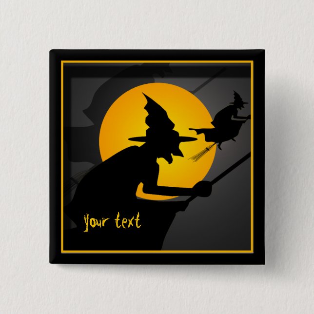 botón Personalizado de bruja volante (Anverso)