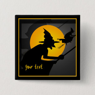 botón Personalizado de bruja volante