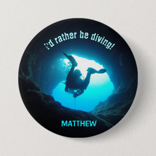 Botón Personalizado de Buceo 'Prefiero Bucear'