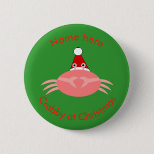 botón Personalizado de cangrejo navidades