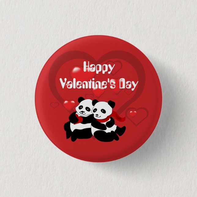 botón Personalizado de corazones de Valentine Pand (Anverso)