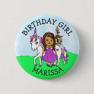 Botón personalizado de cumpleaños Princesa Unicorn
