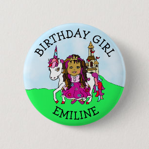 Botón personalizado de cumpleaños Princesa Unicorn