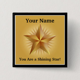 botón Personalizado de estrella brillante de oro