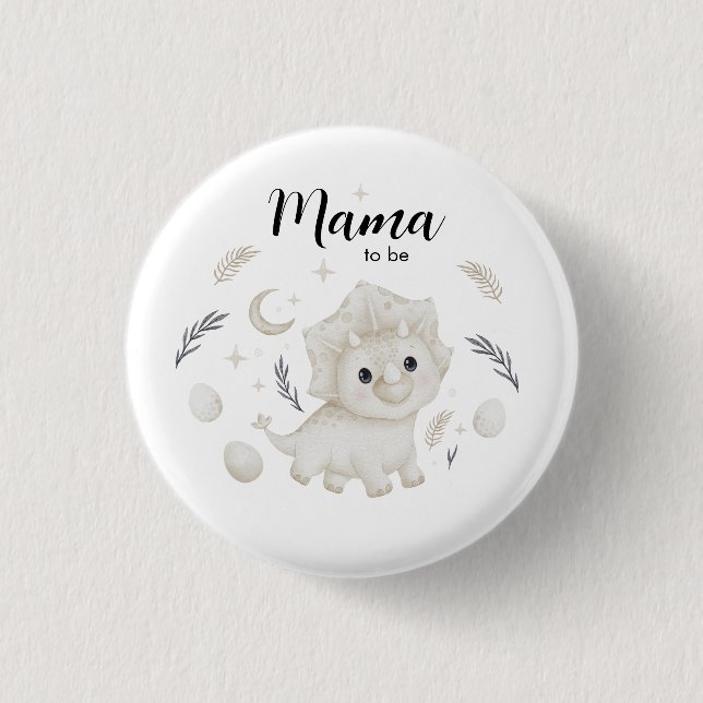 Botón personalizado de mamá dinosaurio boho lindo (Anverso)