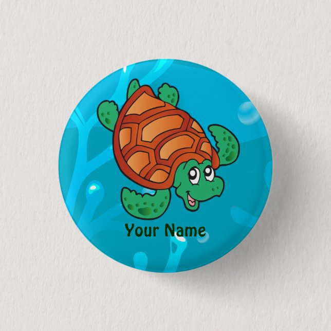 Botón Personalizado de tortuga cutánea acuática oc (Anverso)