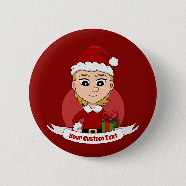 botón personalizado del chica de navidades (Anverso)