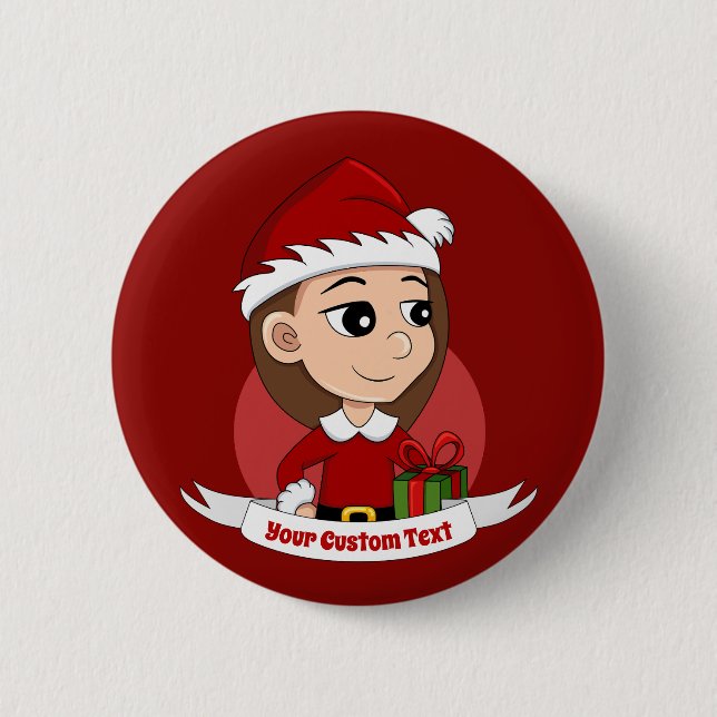 botón personalizado del chica de navidades (Anverso)