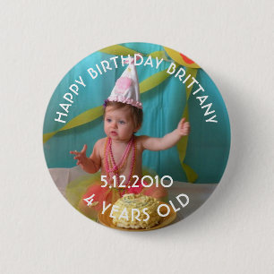Botón personalizado del chica del cumpleaños
