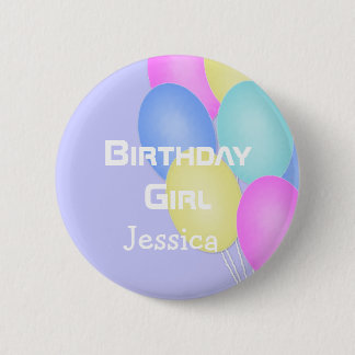 Botón personalizado del chica del cumpleaños