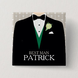 Botón personalizado del mejor rosa verde de esmoqu