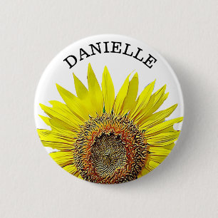 Botón personalizado del nombre del girasol