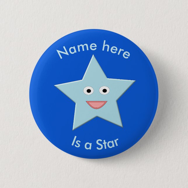 botón Personalizado Estrella de la celebración azu (Anverso)