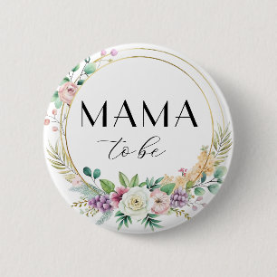 Botón personalizado Floral Baby Shower - MAMA será