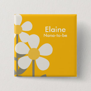 Botón personalizado flores del amarillo de la