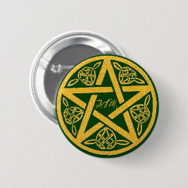 Botón personalizado Gold Pentagram con nudos celta