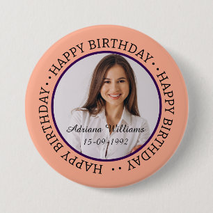 botón personalizado Happy Birday Photo and Age Nam