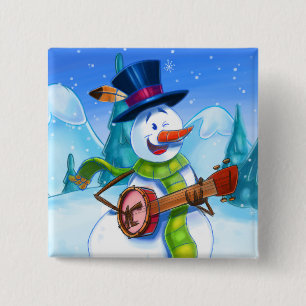 botón personalizado lindo con guitarra tocando sno