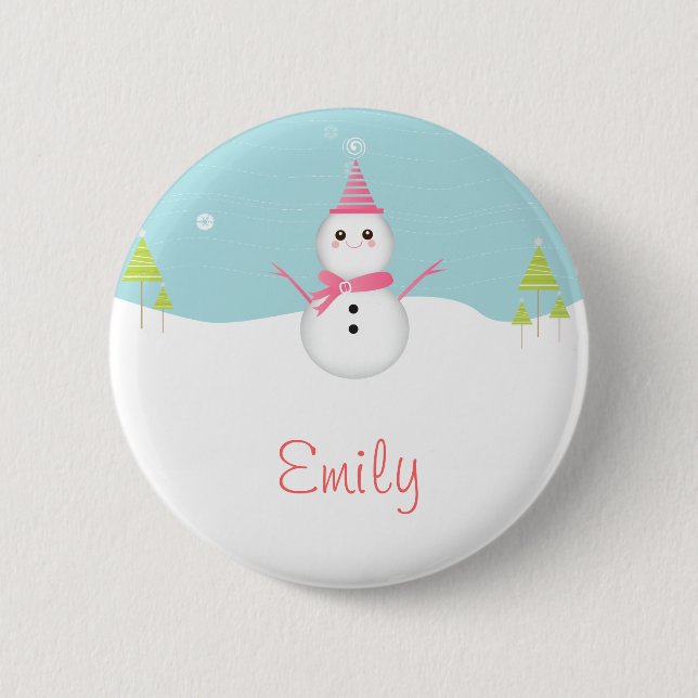 Botón personalizado muñeco de nieve (Anverso)
