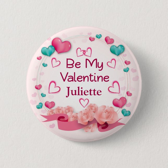 Botón Personalizado Sé Mi San Valentín (Anverso)