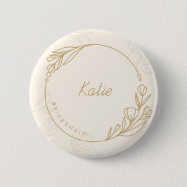 botón personalizado Simple Floral Bridesmaid