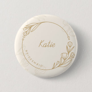botón personalizado Simple Floral Bridesmaid