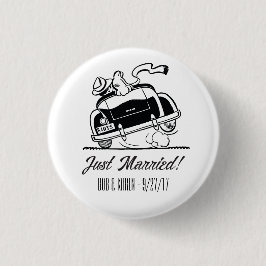Botón Personalizado Sólo Boda Retro Casado