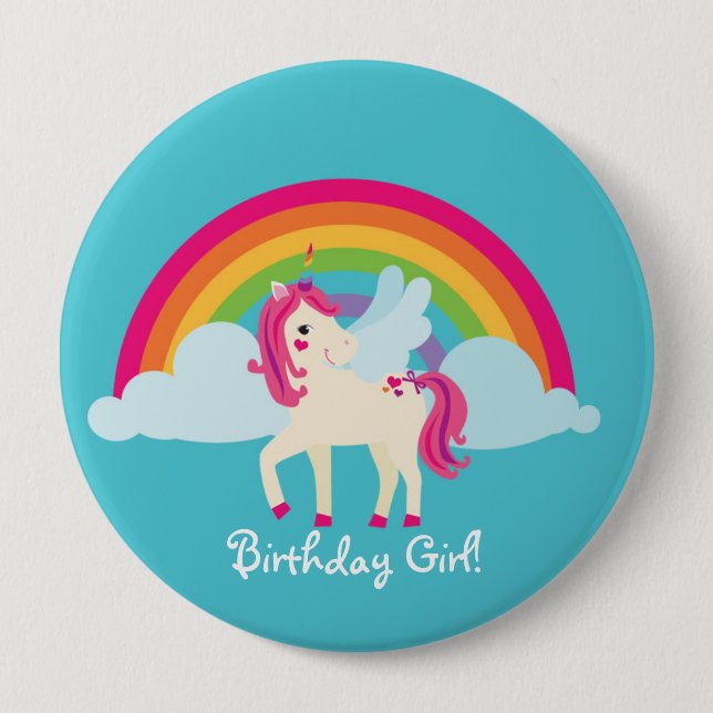 Botón personalizado unicornio del cumpleaños del (Anverso)