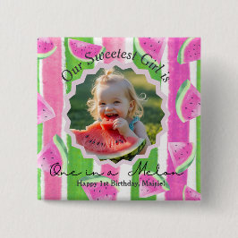 botón personalizado uno en un cumpleaños de melón