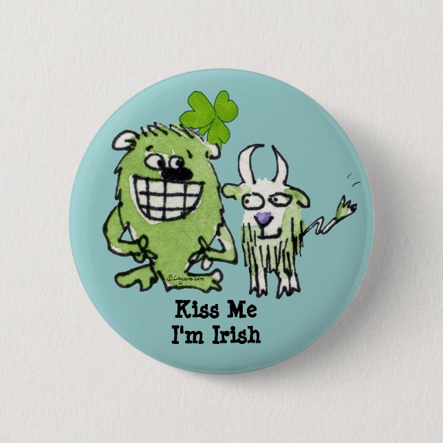 botón Personalizados de Shamrock de cabra verde (Anverso)