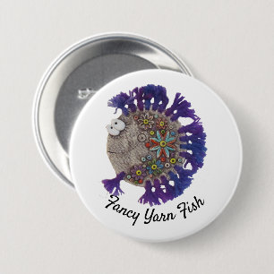 Botón - Pescado hippy con aletas moradas