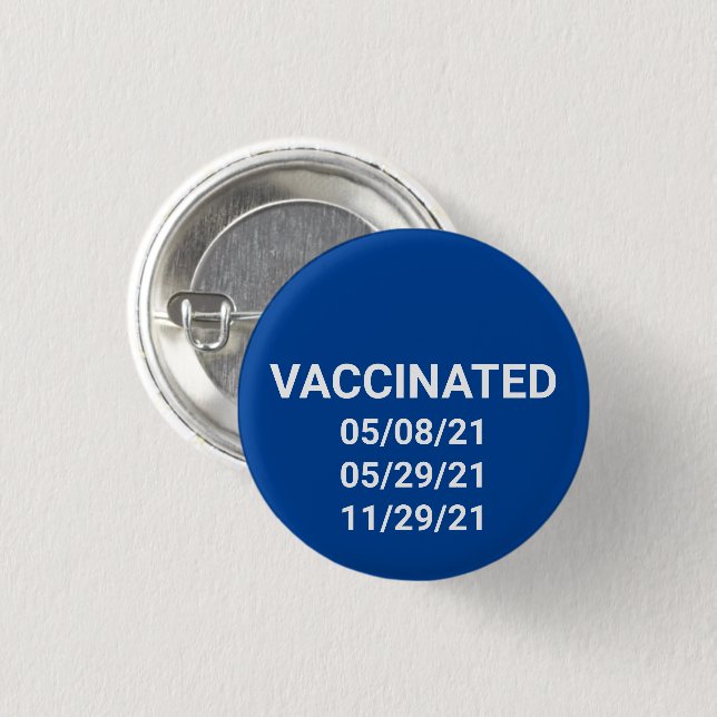 botón pin de fechas de personalizado blanco azul v (Anverso y reverso)