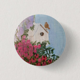 botón Pin de la casa de aves en primavera